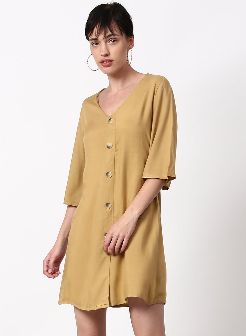 ABOF Regular Fit Casual Dress Mustard - Image 1