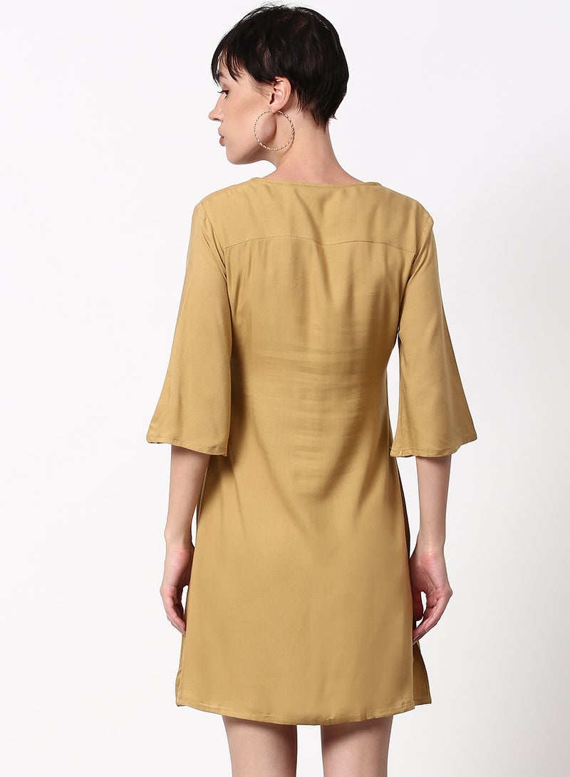 ABOF Regular Fit Casual Dress Mustard - Image 2