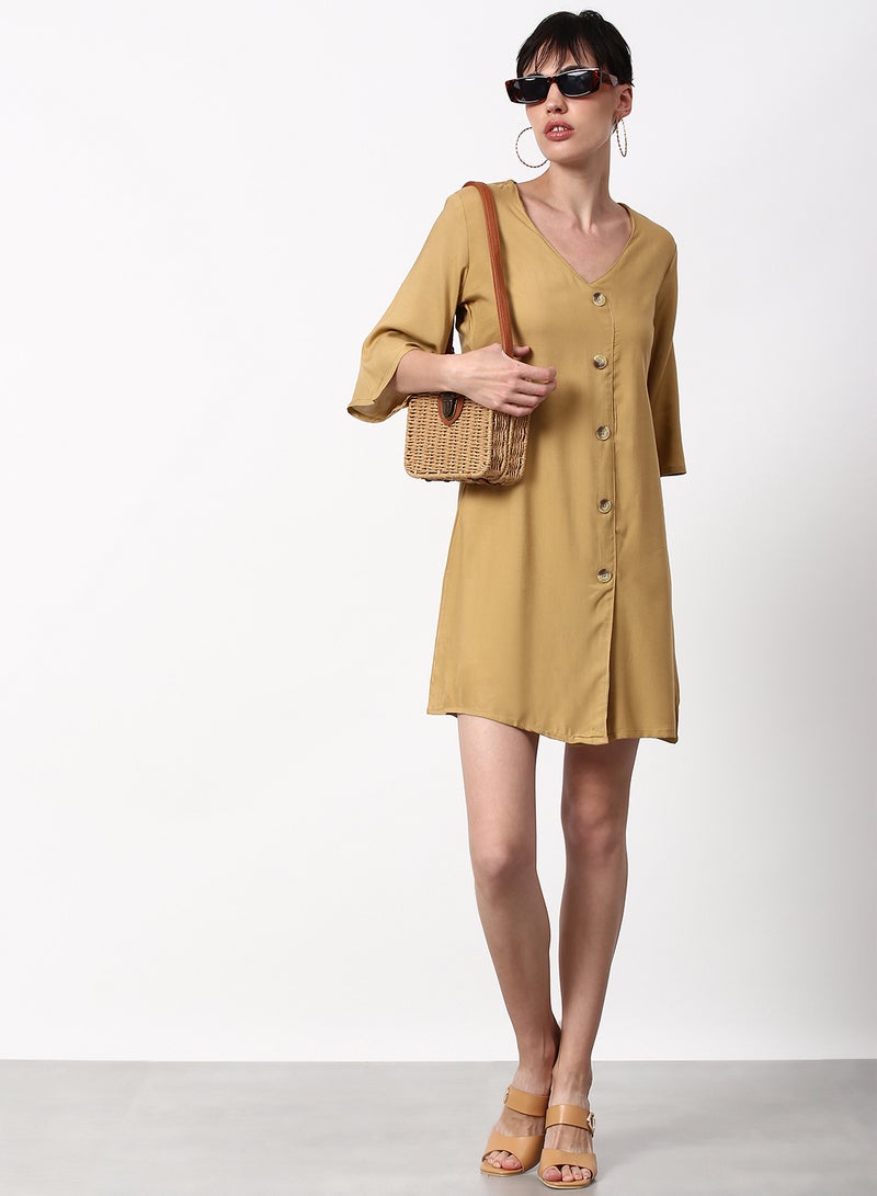 ABOF Regular Fit Casual Dress Mustard - Image 3
