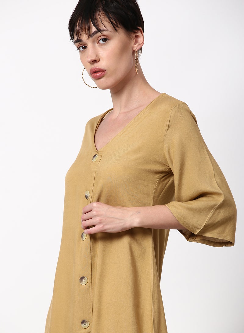 ABOF Regular Fit Casual Dress Mustard - Image 4
