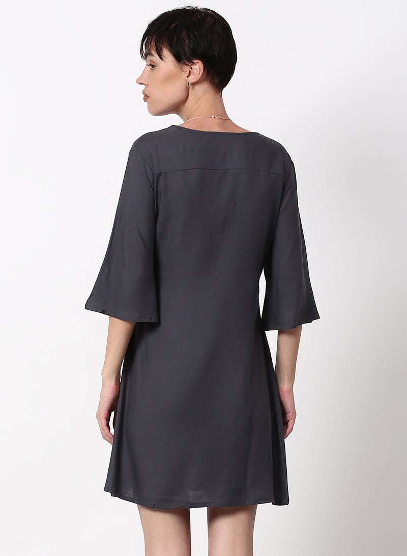 ABOF Regular Fit Casual Dress Dark Grey  - Image 2