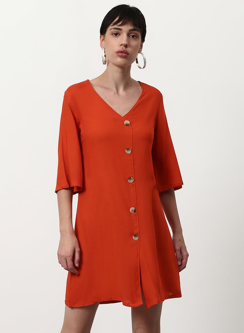 ABOF Regular Fit Casual Dress Rust - Image 1