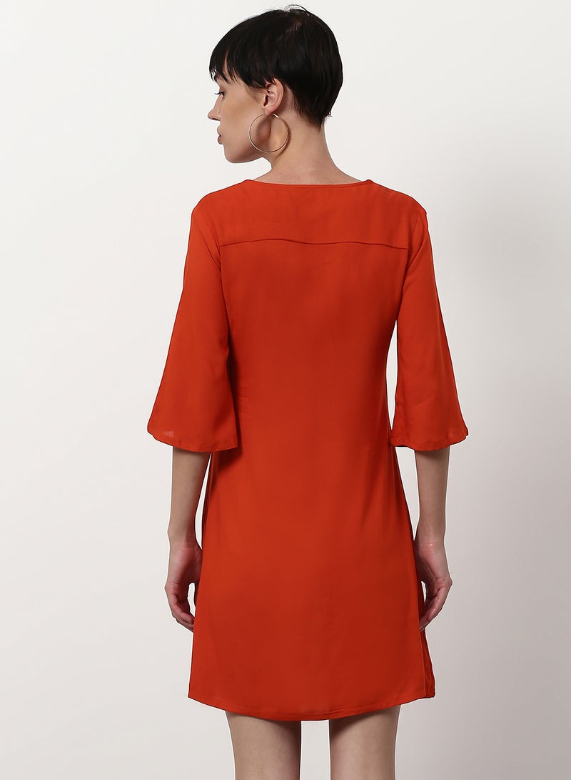 ABOF Regular Fit Casual Dress Rust - Image 2
