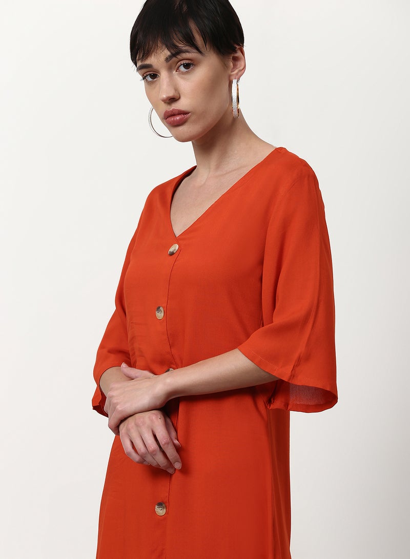 ABOF Regular Fit Casual Dress Rust - Image 4