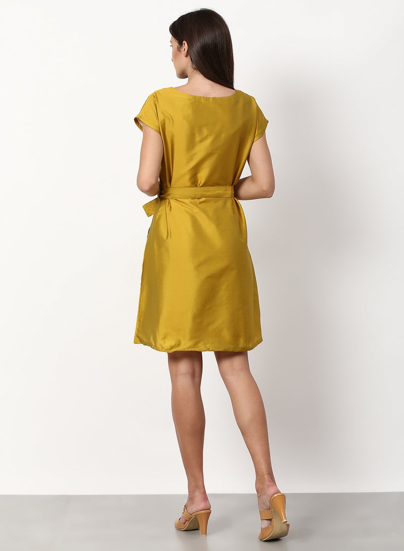 ABOF Regular Fit Casual Dress Mustard  - Image 2