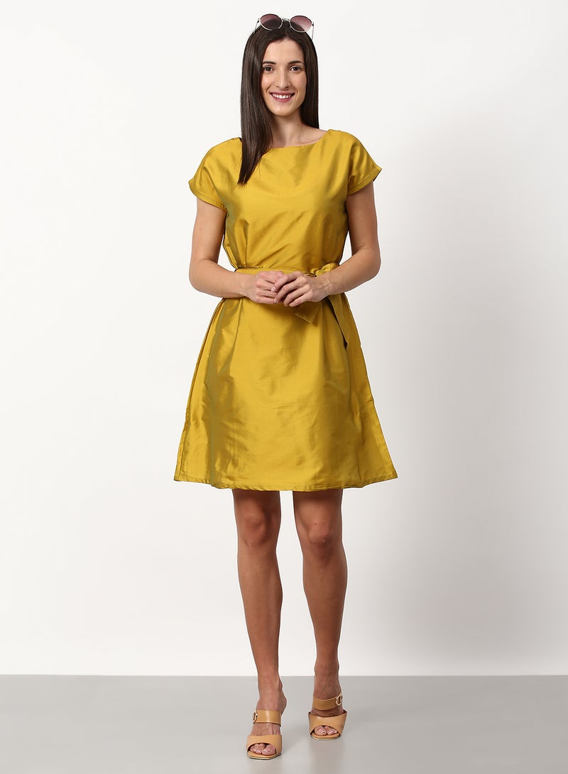 ABOF Regular Fit Casual Dress Mustard  - Image 3