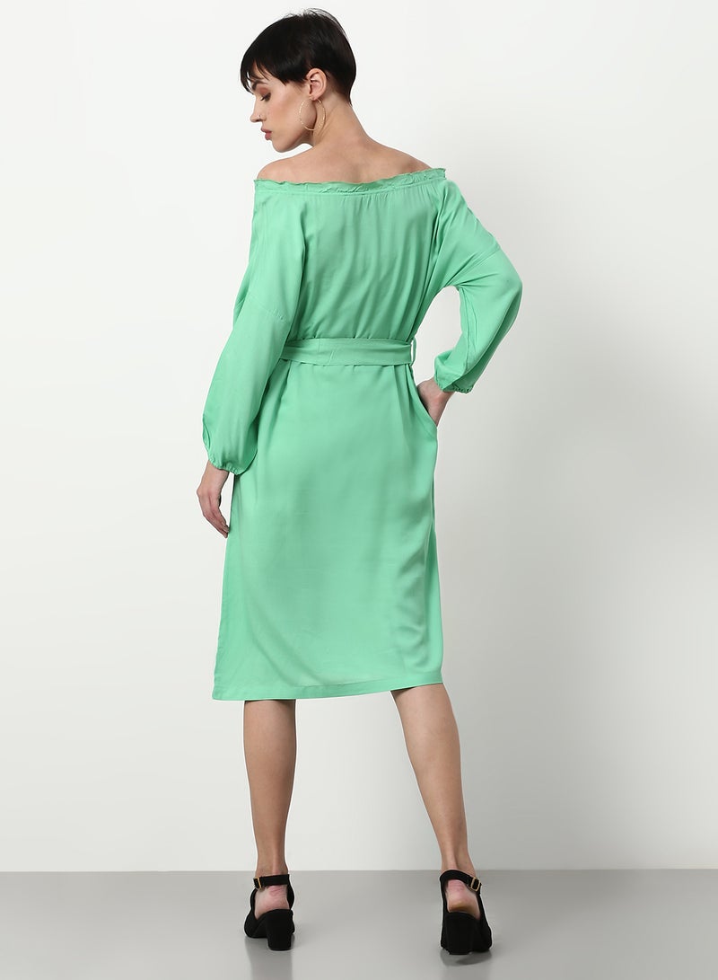 ABOF Regular Fit Casual Dress Light Green  - Image 2
