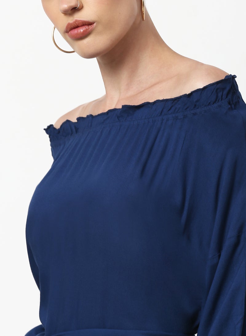 ABOF Regular Fit Casual Dress Blue  - Image 4