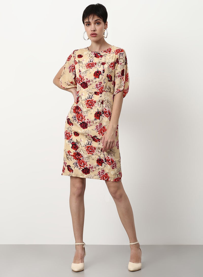 ABOF Floral Printed Regular Fit Mini Dress Yellow  - Image 1