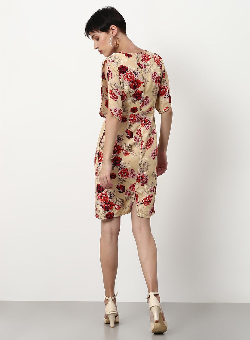 ABOF Floral Printed Regular Fit Mini Dress Yellow  - Image 2