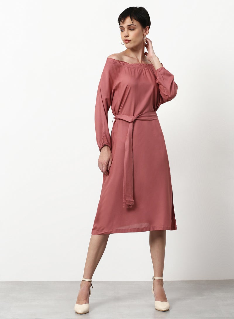ABOF Regular Fit Casual Dress Brown  - Image 1