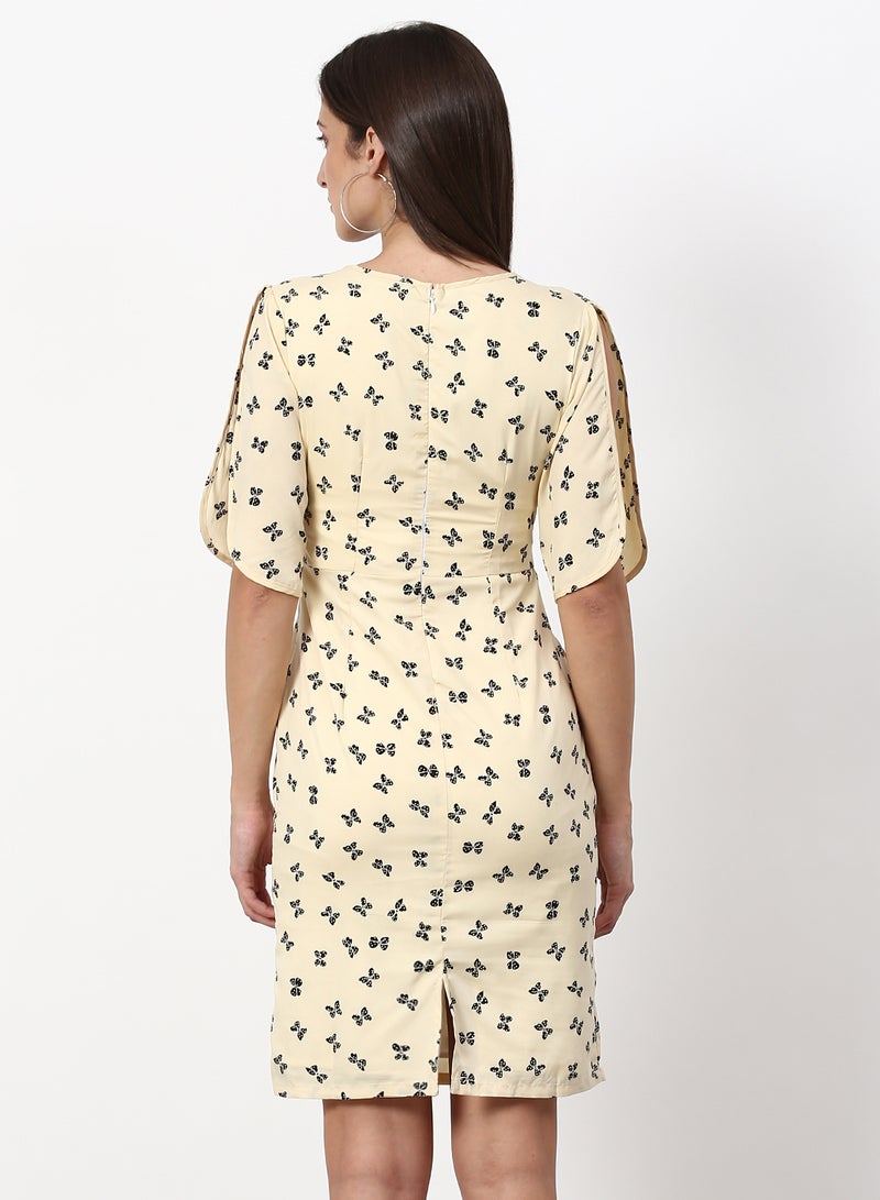 ABOF Printed Regular Fit Mini Dress Yellow - Image 2