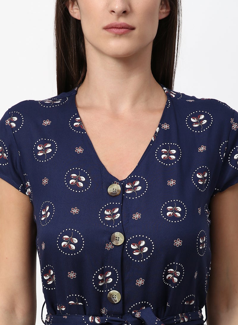 ABOF - Printed Regular Fit Jumpsuit Navy - Image 1