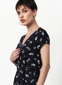 ABOF Printed Regular Fit Jumpsuit Half Sleeves Multicolour  - Image 4