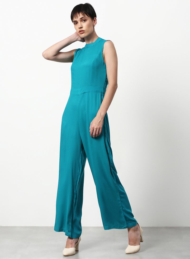 ABOF - Plain Regular Fit Jumpsuit Blue - Image 1