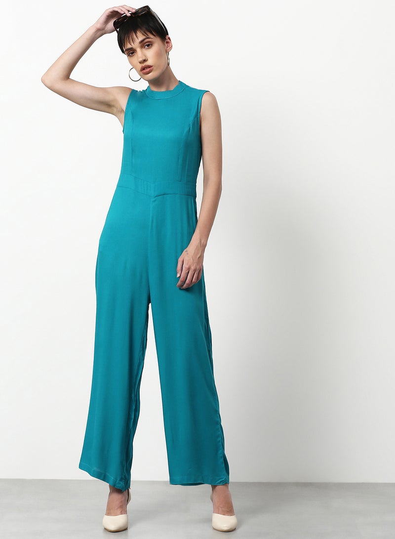 ABOF - Plain Regular Fit Jumpsuit Blue - Image 1