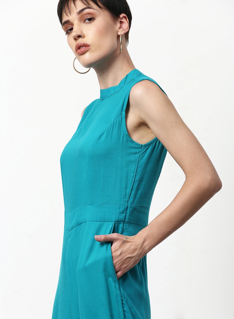 ABOF - Plain Regular Fit Jumpsuit Blue - Image 1