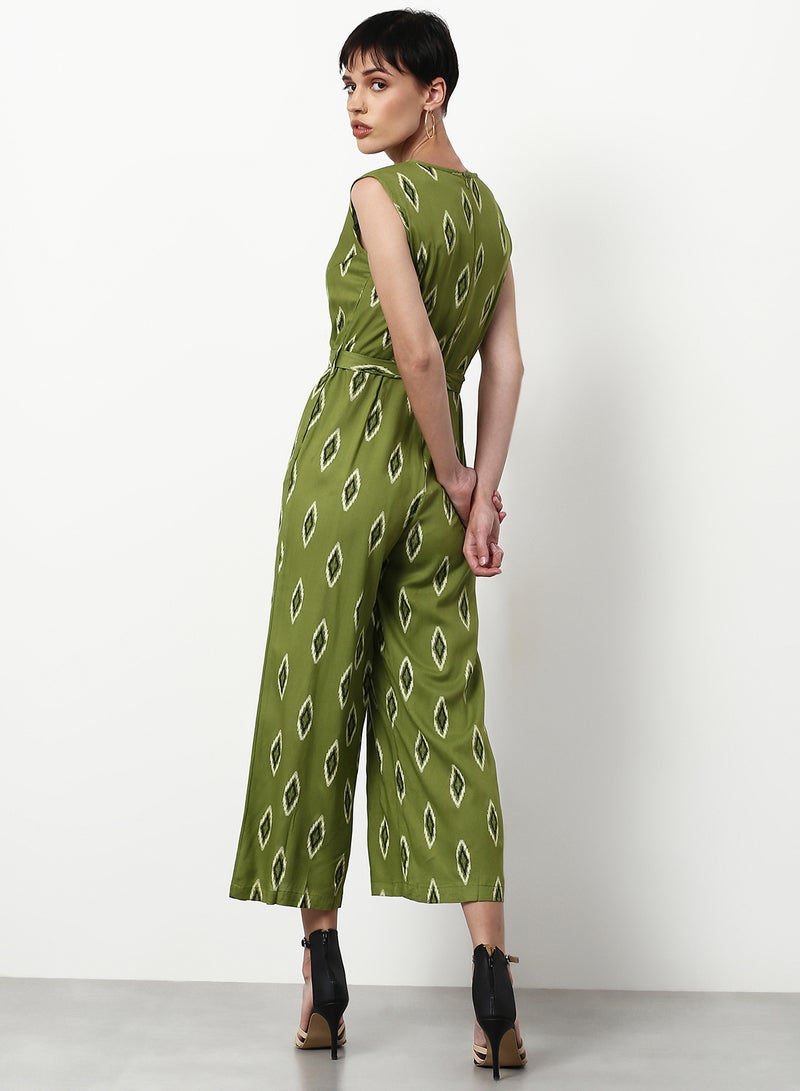 ABOF - Printed Regular Fit Jumpsuit Forest Green - Image 1