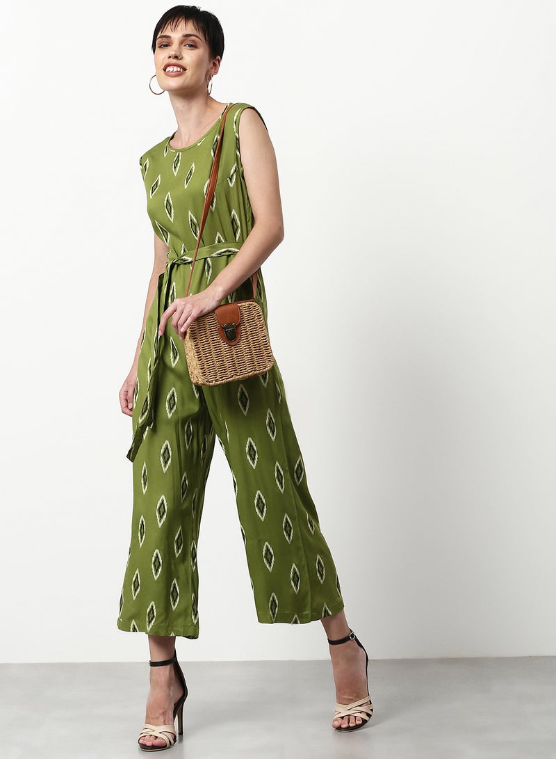 ABOF - Printed Regular Fit Jumpsuit Forest Green - Image 1