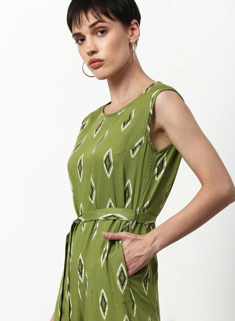 ABOF - Printed Regular Fit Jumpsuit Forest Green - Image 1