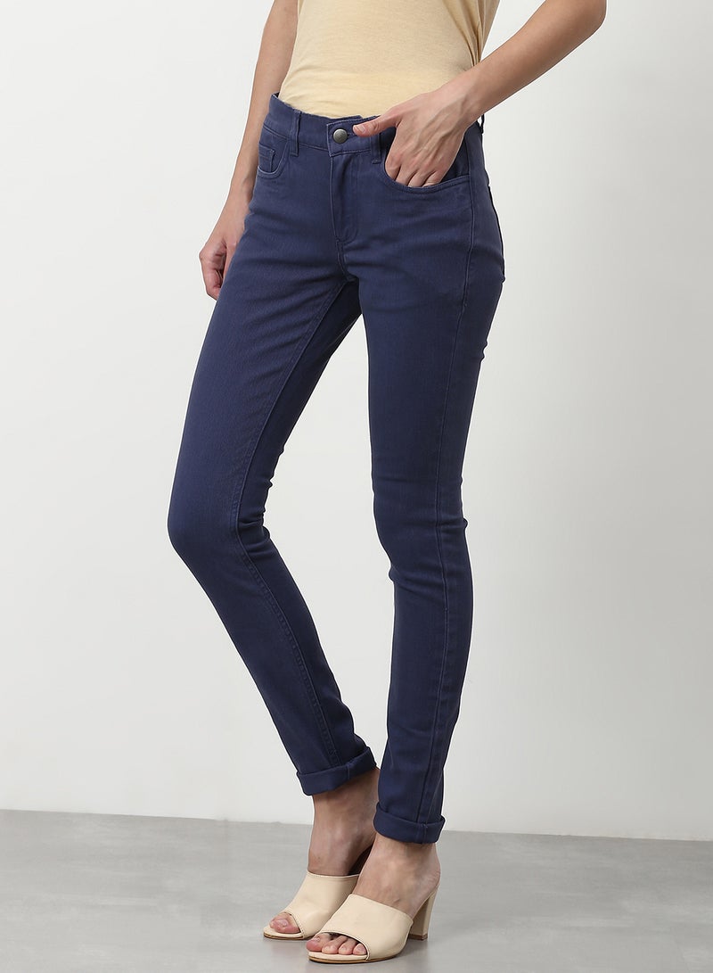 ABOF Casual Skinny Fit Jeans Dark Blue - Image 3