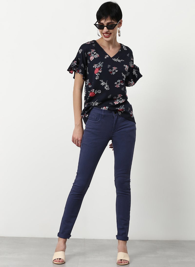ABOF Casual Skinny Fit Jeans Dark Blue - Image 4
