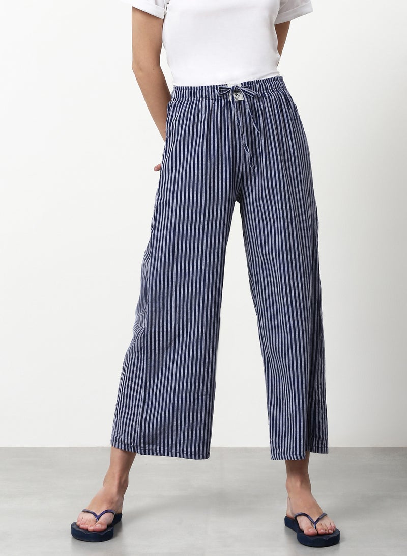 ABOF - Striped Printed Casual Lounge Pant Navy - Image 1