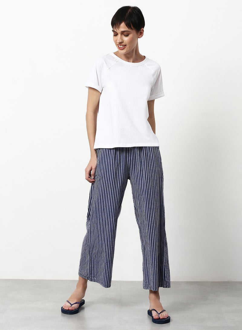 ABOF - Striped Printed Casual Lounge Pant Navy - Image 1