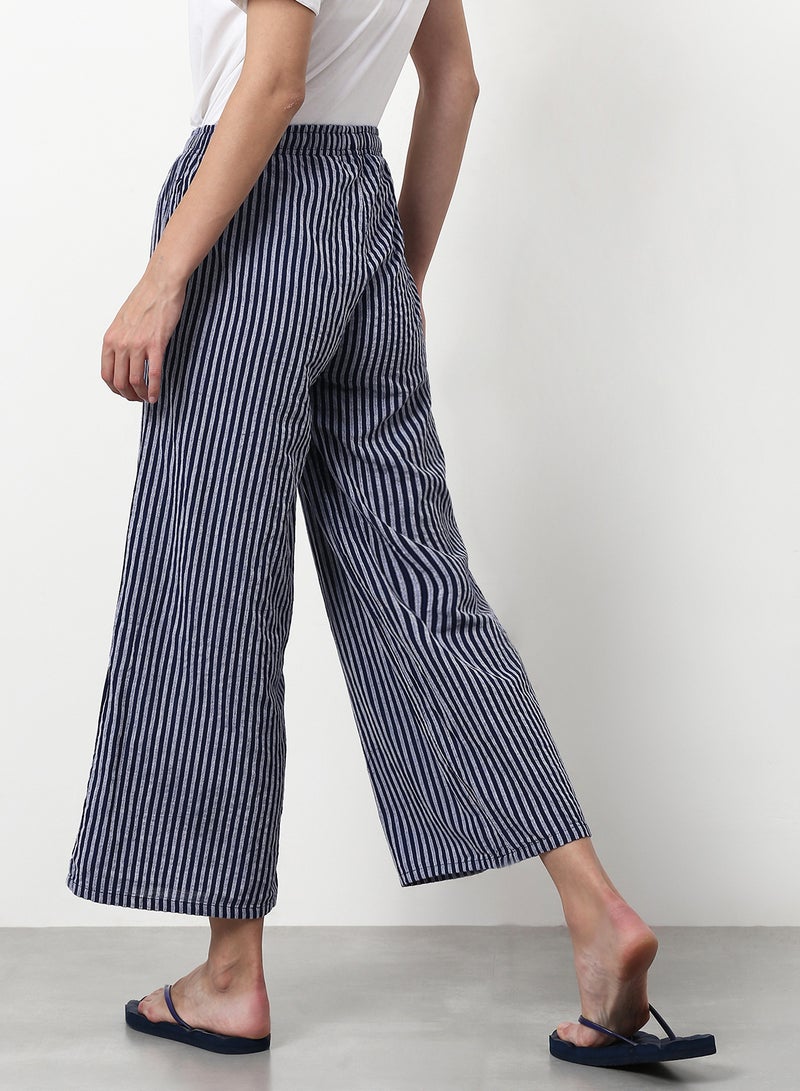 ABOF - Striped Printed Casual Lounge Pant Navy - Image 1