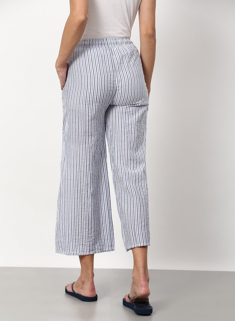ABOF - Striped Printed Casual Lounge Pant Blue - Image 1