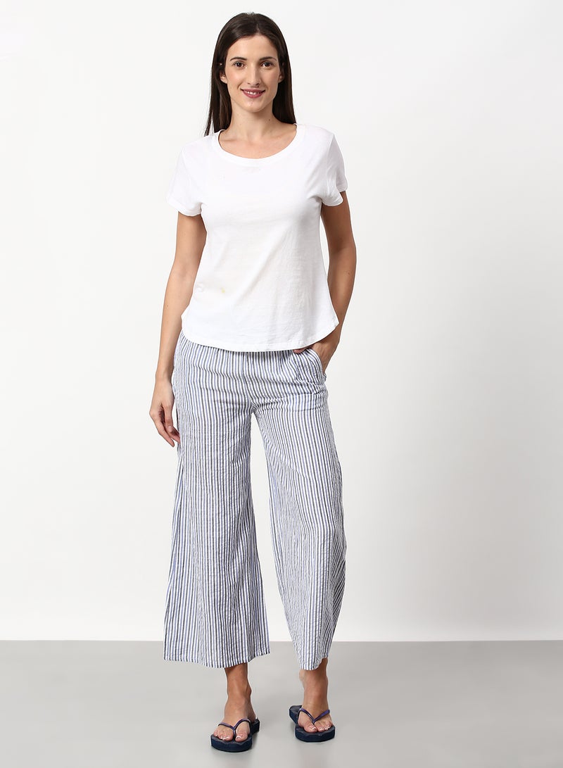 ABOF - Striped Printed Casual Lounge Pant Blue - Image 1