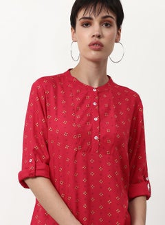ABOF Printed Loose Fit Casual Tunic Top Red  - Image 4