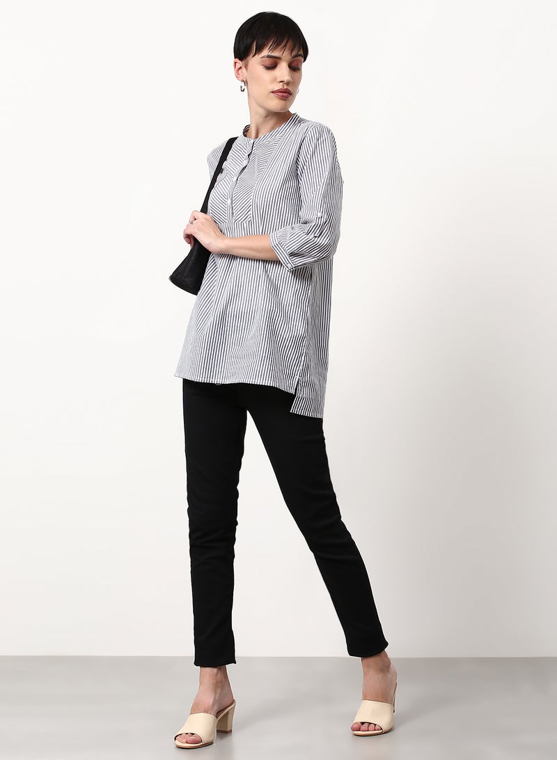 ABOF Striped Regular Fit Casual Tunic Top Multicolour  - Image 3