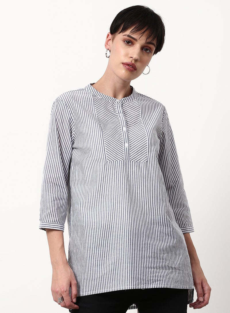 ABOF Striped Regular Fit Casual Tunic Top Multicolour  - Image 1