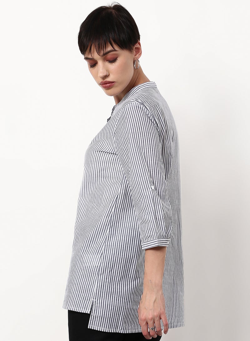 ABOF Striped Regular Fit Casual Tunic Top Multicolour  - Image 2