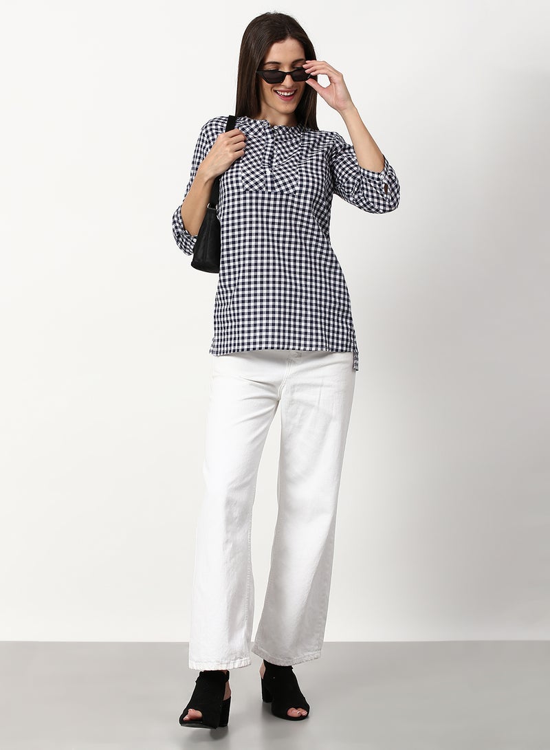 ABOF - Checked Regular Fit Casual Tunic Top Multicolour - Image 1