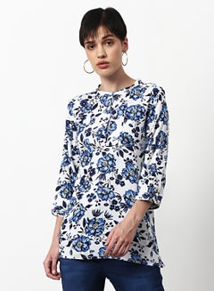 ABOF Floral Regular Fit Casual Tunic Top Multicolour  - Image 1