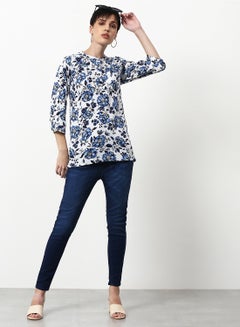 ABOF Floral Regular Fit Casual Tunic Top Multicolour  - Image 3