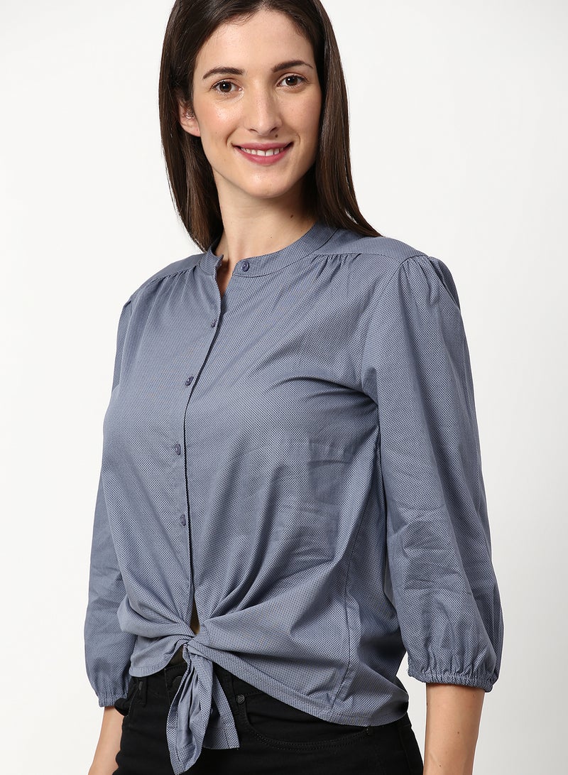 ABOF Regular Fit Woven Three-Quarter Sleeve Shirt Blue - Image 4
