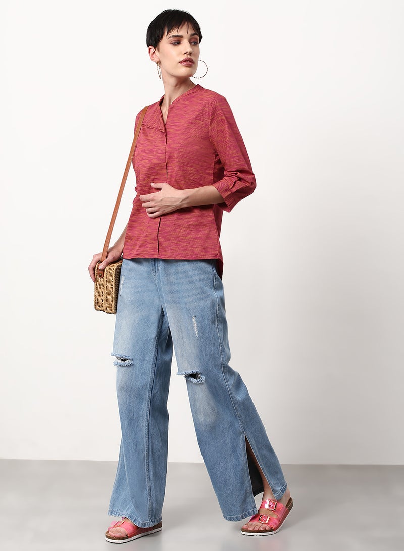 ABOF - Casual Flared Woven Top Multicolour - Image 1