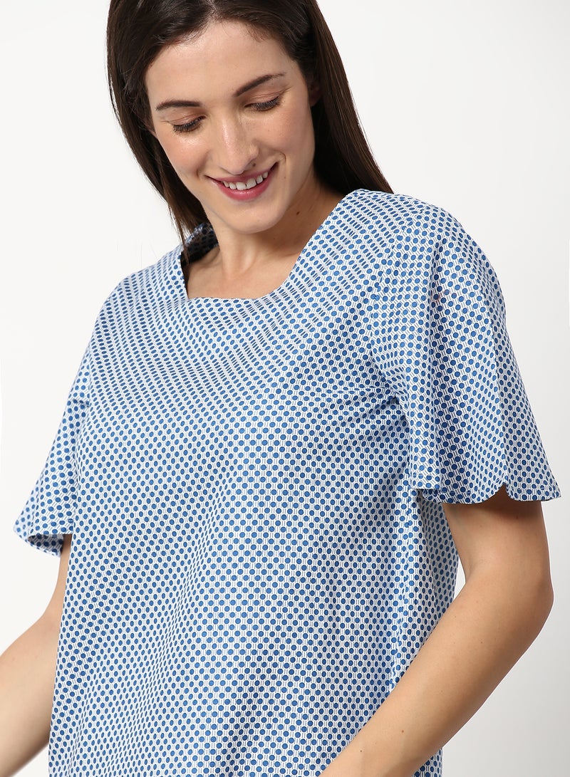 أيه بي أو أف بلوزة كاجوال منسوجة بتصميم مطبوع أزرق - Image 4