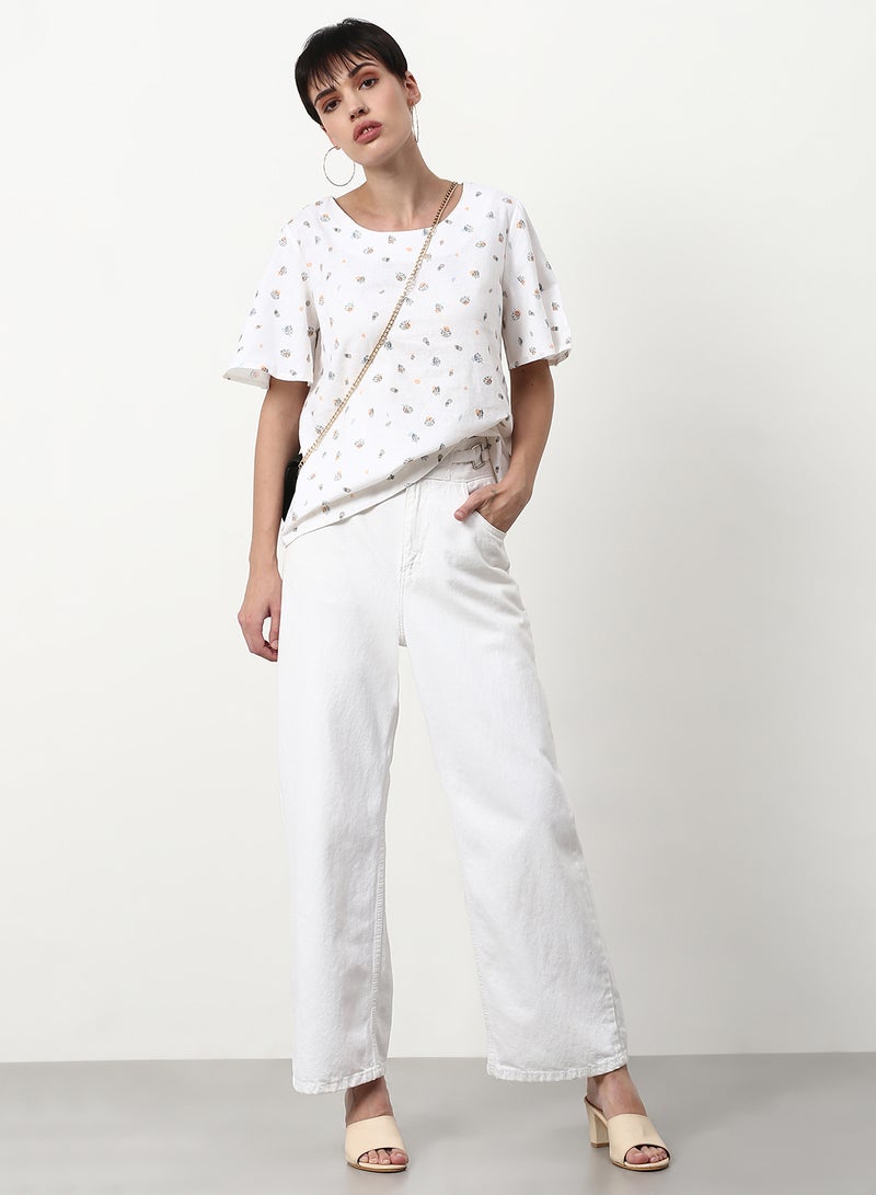 ABOF Printed Casual Woven Top Bright White  - Image 3