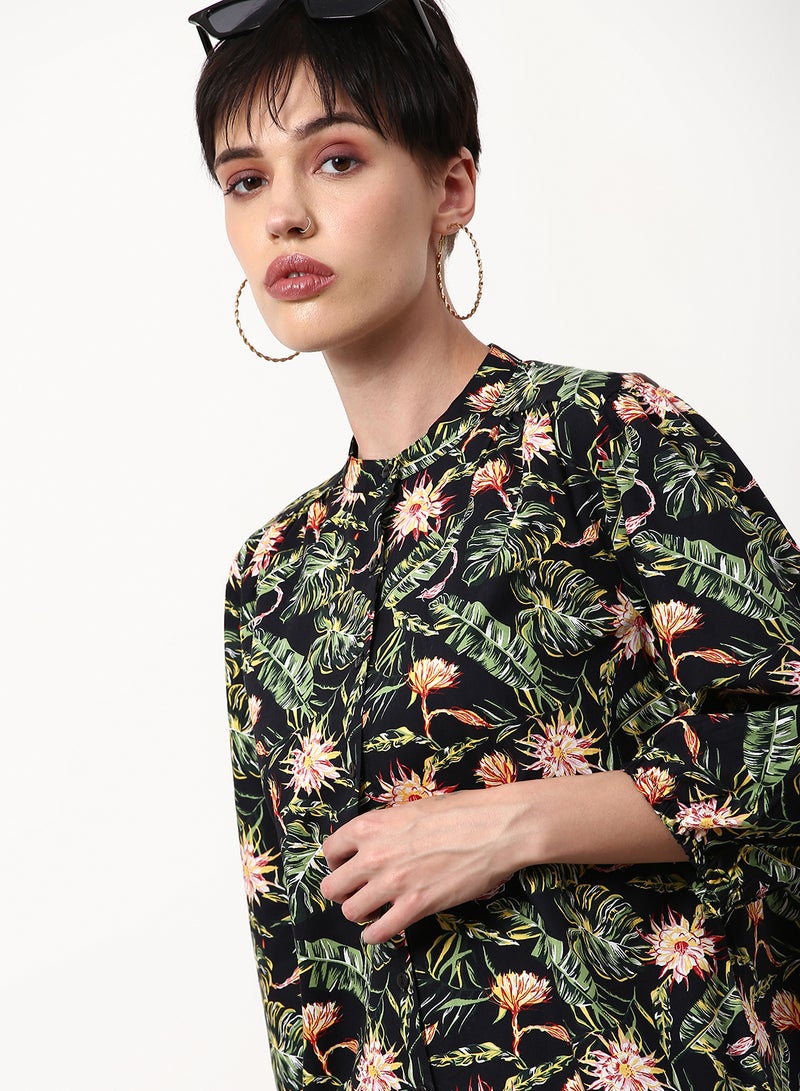 ABOF - Floral Printed Casual Woven Top Brown - Image 1