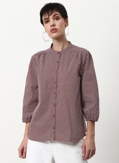 ABOF Printed Casual Woven Top Brown,Red  - Image 1