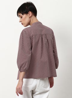 ABOF Printed Casual Woven Top Brown,Red  - Image 2