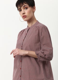 ABOF Printed Casual Woven Top Brown,Red  - Image 4