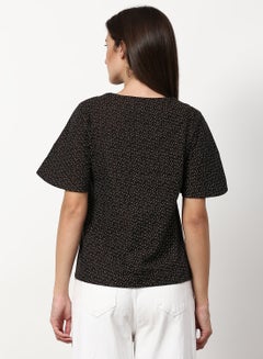 ABOF Polka Dot Printed Casual Woven Top Brown  - Image 2