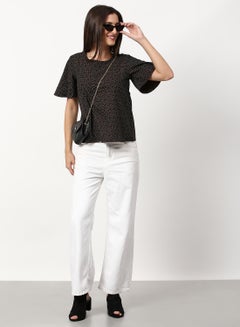 ABOF Polka Dot Printed Casual Woven Top Brown  - Image 3