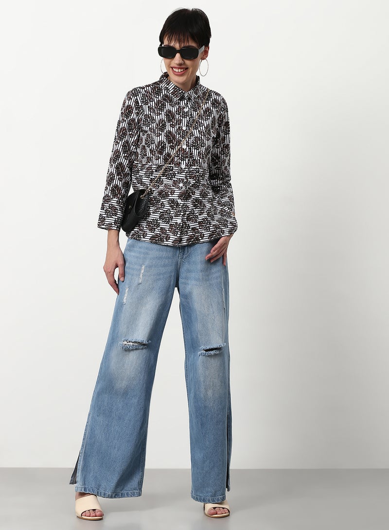 ABOF Printed Regular Fit Woven Top Multicolour - Image 3
