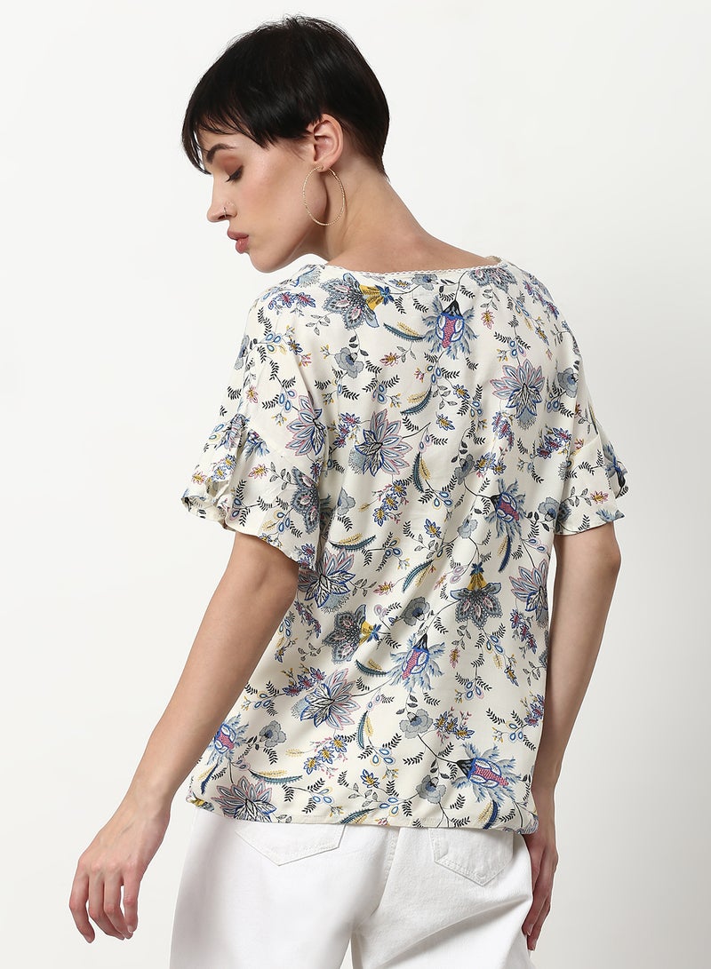 ABOF Floral Printed Regular Fit Woven Top Multicolour  - Image 2